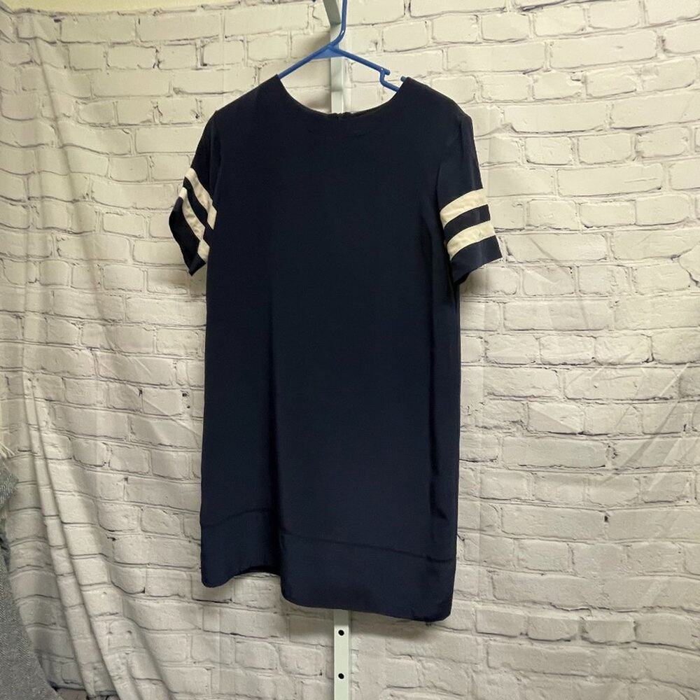 J CREW - Blue Silk Stripe Sleeve Dress